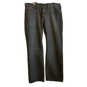 True Religion Mens Jeans 38 x 32 Gray Ricky World Tour Relaxed Fit Straight